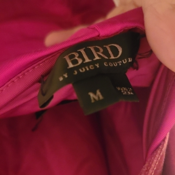 BIRD By Juicy Couture Dress Tessa Pink Dahlia Halter W/ Velore Tie Straps Size M - Picture 4 of 5